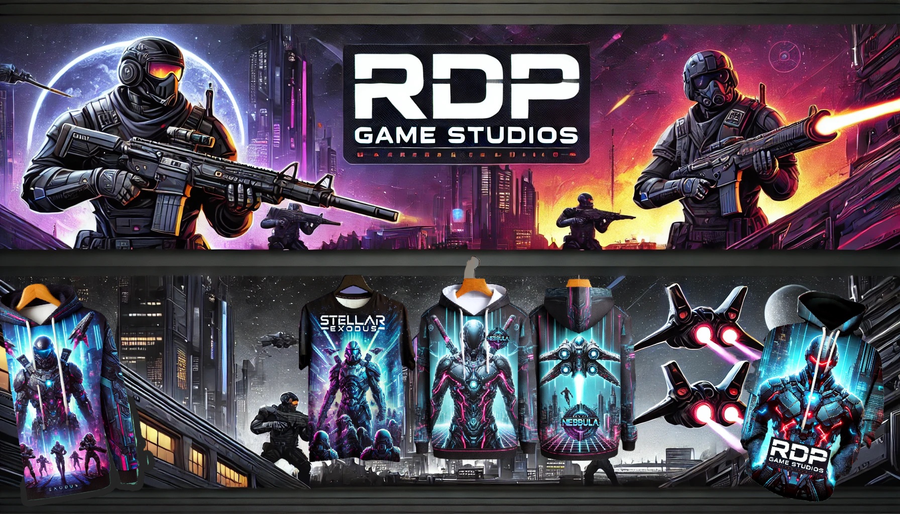 Banner with merchindise